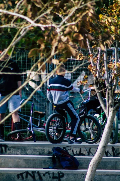 Limassol Cyprus March 2020 View Happy Teens Playing Street School — Stock Photo, Image