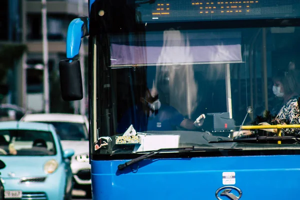 Limassol Chypre Mars 2020 Vue Autobus Public Traditionnel Roulant Dans — Photo