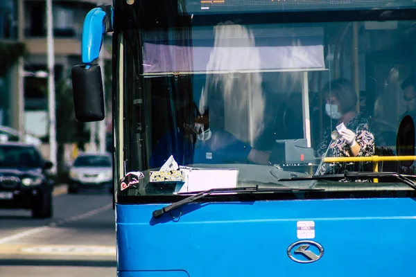 Limassol Chypre Mars 2020 Vue Autobus Public Traditionnel Roulant Dans — Photo