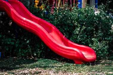 Limasol Kıbrıs Rum Kesimi 20 Mart 2020 Limasol kentinde Coronavirus salgını nedeniyle çocuksuz bir oyun parkı manzarası