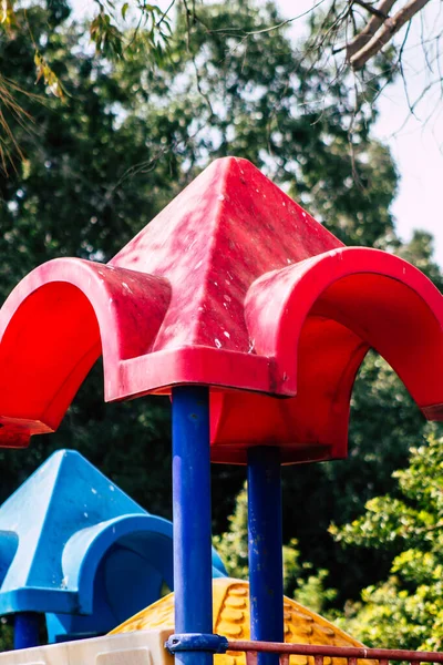 Limassol Chipre Março 2020 Vista Parque Infantil Sem Crianças Devido — Fotografia de Stock