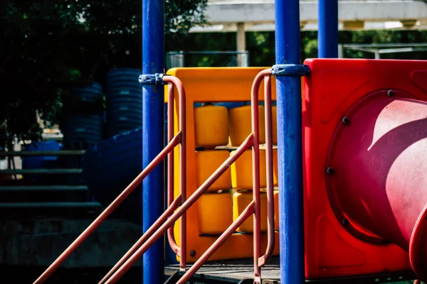 Limassol Cyprus March 2020 View Playground Any Children Due Epidemic — Stock Photo, Image