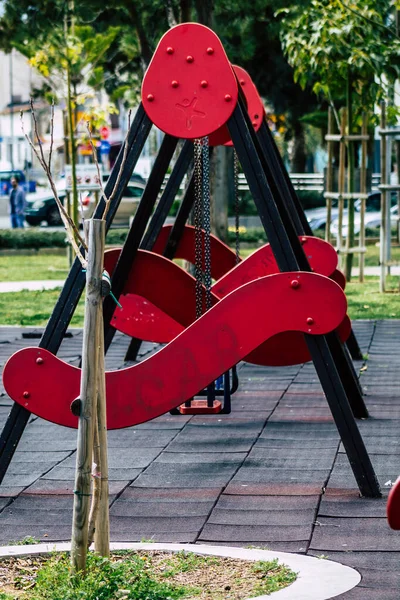 Limassol Chipre Marzo 2020 Vista Parque Infantil Sin Niños Debido — Foto de Stock