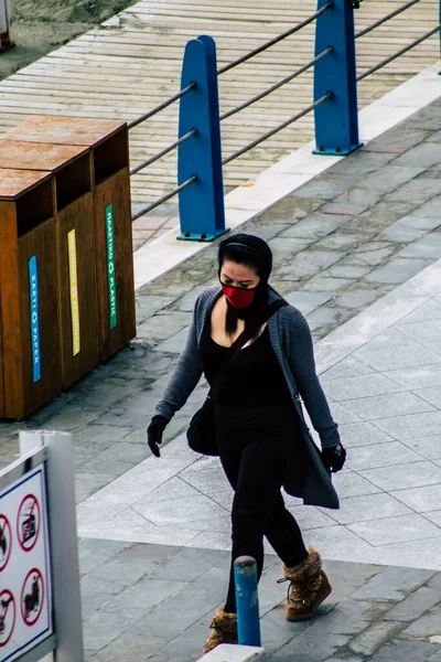 Limassol Cyprus March 2020 View Unidentified People Face Mask Protect — Stock Photo, Image