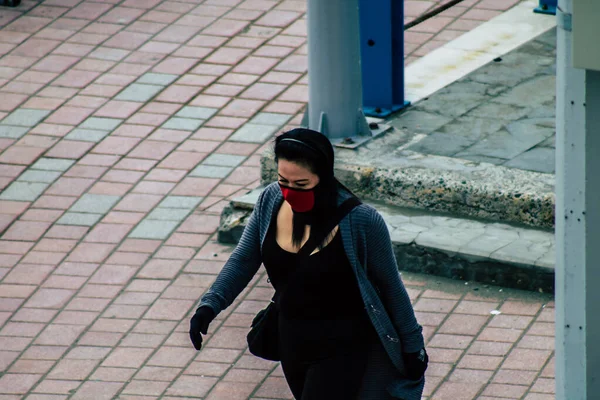 Limassol Cyprus March 2020 View Unidentified People Face Mask Protect — Stock Photo, Image