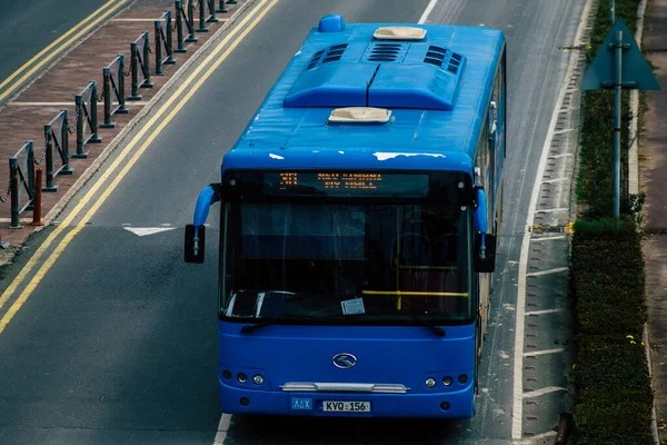 Limassol Chypre Mars 2020 Vue Autobus Public Traditionnel Roulant Dans — Photo