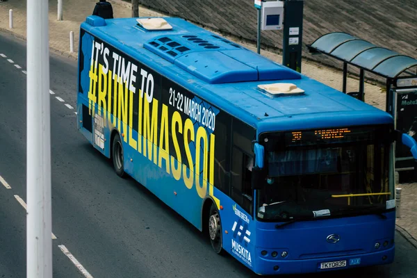 Limassol Cyprus March 2020 View Traditional Public Bus Rolling Streets — Stock Photo, Image