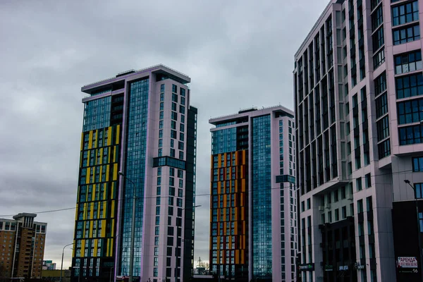 Ufa Russia March 2020 View Modern Skyscraper Cloudy Sky Located — Stock Photo, Image