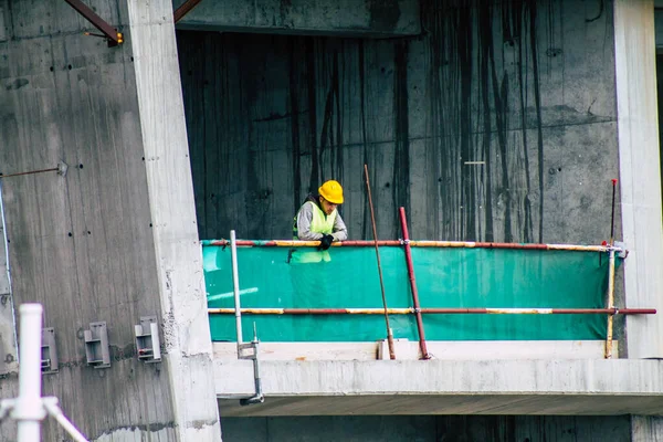 Limassol Chipre Marzo 2020 Vista Personas Identificadas Trabajando Nuevo Edificio — Foto de Stock