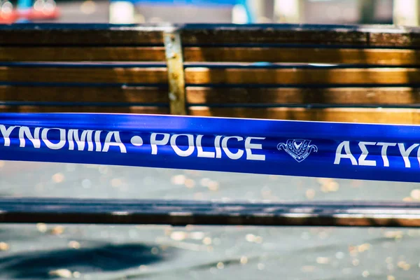 Limassol Chipre Marzo 2020 Vista Del Cartel Policial Jardín Público — Foto de Stock