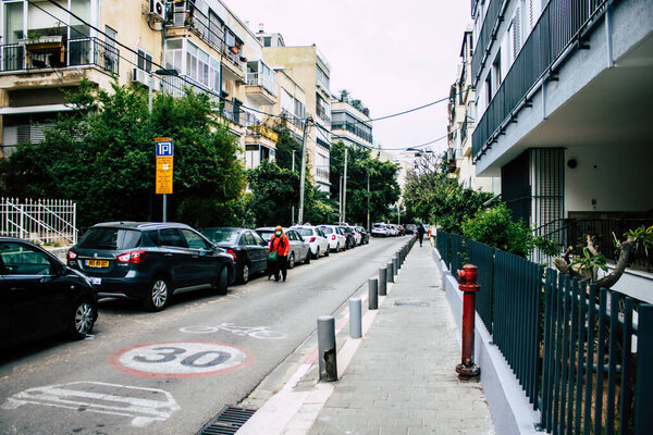 Tel Aviv Israel March 26, 2020 View of unidentified people in the streets of Tel Aviv during the quarantine because of the coronavirus