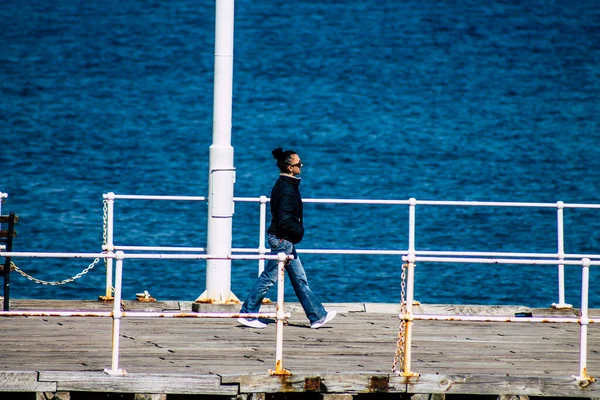 Limassol Cyprus March 2020 View Unidentified People Walking Street Limassol — Stock Photo, Image