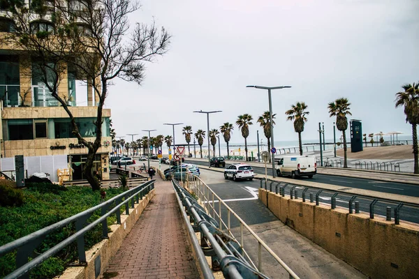 Tel Aviv Israel Maart 2020 Zicht Een Politieauto Die Door — Stockfoto