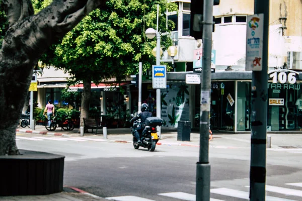 Tel Aviv Israel Marzo 2020 Vista Una Motocicleta Policial Rodando — Foto de Stock