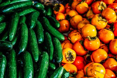 Kudüs İsrail, 18 Ağustos 2018 Mahane Yehuda Pazarı 'nda satılan çeşitli sebzelerin yakın çekimi, Shuk olarak da bilinir, Kudüs' te bir pazar yeri ve Orta Doğu 'nun en ünlülerinden biridir.