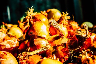 Kudüs İsrail, 18 Ağustos 2018 Mahane Yehuda Pazarı 'nda satılan çeşitli sebzelerin yakın çekimi, Shuk olarak da bilinir, Kudüs' te bir pazar yeri ve Orta Doğu 'nun en ünlülerinden biridir.