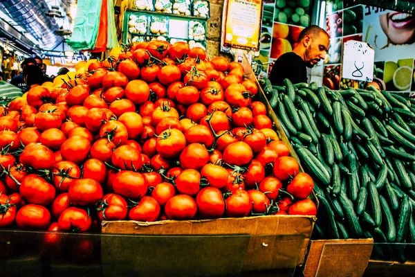 Jerusalem Israel August 2018 Closeup Various Vegetables Sold Mahane Yehuda — Stock Photo, Image