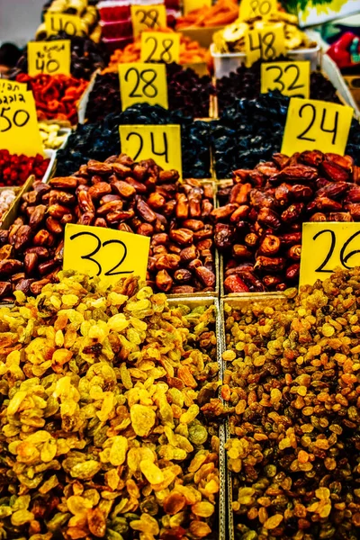 Jerusalém Israel Agosto 2018 Fechar Várias Especiarias Vendidas Mercado Mahane — Fotografia de Stock