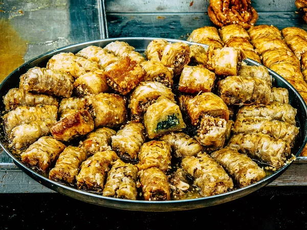 Jerusalem Israel August 2018 Closeup Various Pastries Sold Mahane Yehuda — Stock Photo, Image