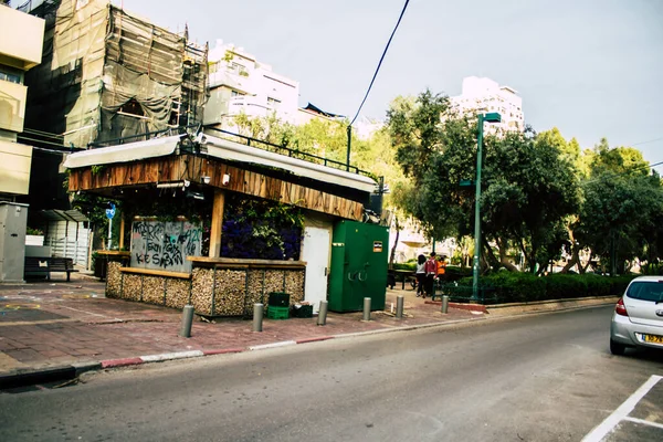 Тель Авив Израиль Марта 2020 Вид Неизвестных Идущих Пустым Улицам — стоковое фото
