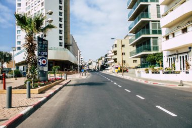 Tel Aviv İsrail 1 Nisan 2020 Coronavirus 'un yayılmasını önlemek için nüfusun karantinası sırasında Tel Aviv' in boş sokaklarının görüntüsü