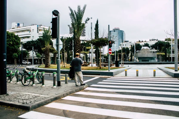 Tel Aviv Israel Abril 2020 Vista Personas Identificadas Caminando Por — Foto de Stock