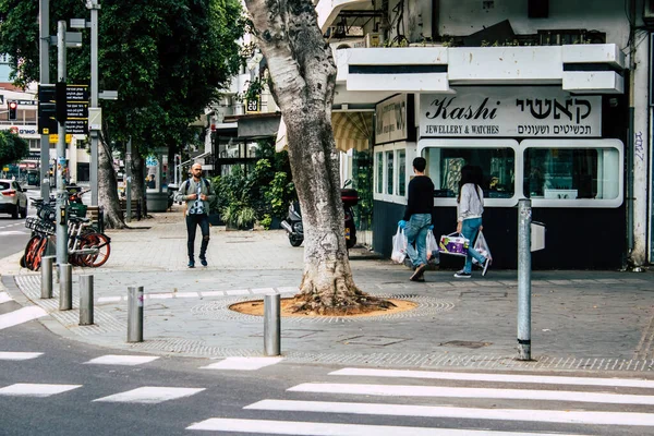 Tel Aviv Israel Abril 2020 Vista Personas Identificadas Caminando Por — Foto de Stock