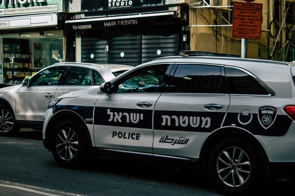 Tel Aviv Israel Abril 2020 Vista Policía Israelí Las Calles — Foto de Stock