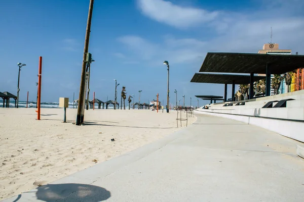 Tel Aviv Israel April 2020 View Empty Beach Tel Aviv — Stock Photo, Image