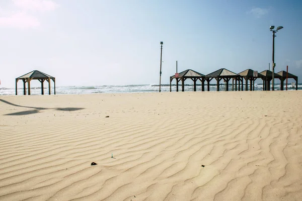 Tel Aviv Israel April 2020 View Empty Beach Tel Aviv — Stock Photo, Image