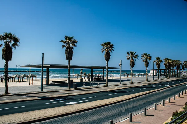 Tel Aviv Israel April 2020 View Empty Beach Tel Aviv — Stock Photo, Image