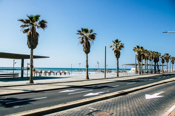 Tel Aviv Israel Abril 2020 Vista Playa Vacía Tel Aviv —  Fotos de Stock