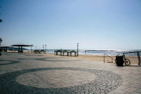 Тель Авів Ізраїль Квітня 2020 Вид Порожній Пляж Тель Авіва — стокове фото