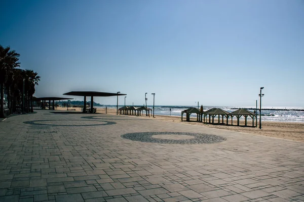 Tel Aviv Israel April 2020 View Empty Beach Tel Aviv — Stock Photo, Image