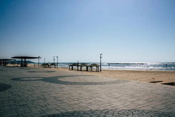 Tel Aviv Israel April 2020 Blick Auf Den Leeren Strand — Stockfoto