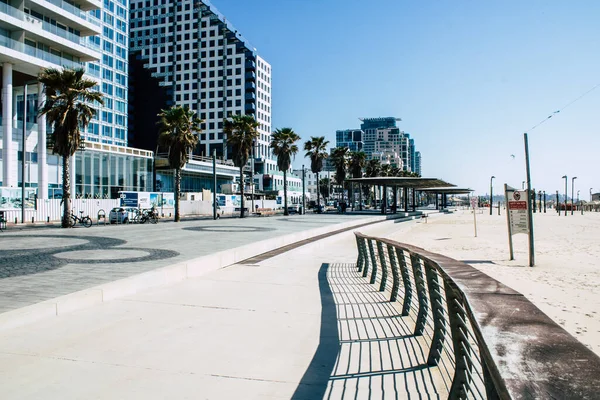 Tel Aviv Israel April 2020 View Empty Beach Tel Aviv — Stock Photo, Image