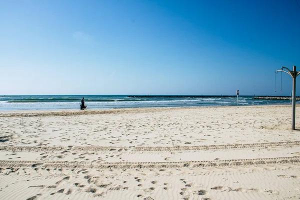 Tel Aviv Srail Nisan 2020 Tel Aviv Boş Plajlarını Koronavirüsün — Stok fotoğraf