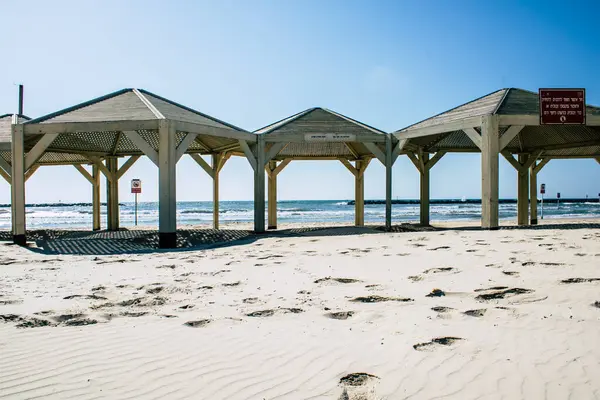 Tel Aviv Israel Abril 2020 Vista Playa Vacía Tel Aviv — Foto de Stock