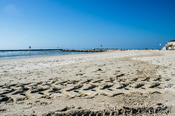 Tel Aviv Israel Abril 2020 Vista Playa Vacía Tel Aviv — Foto de Stock