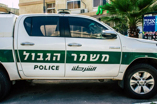 Tel Aviv Israel Abril 2020 Vista Coche Policía Israelí Estacionado — Foto de Stock