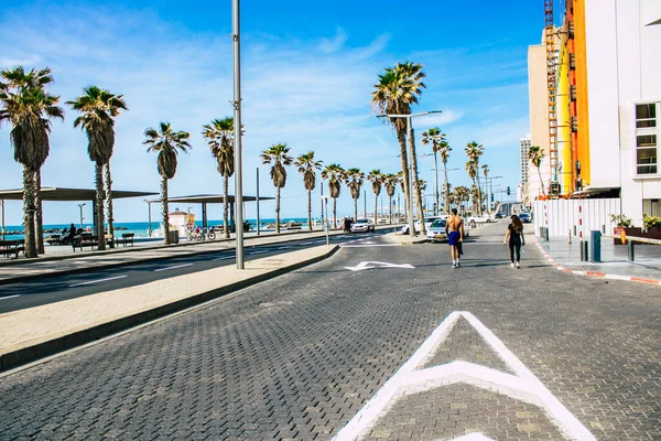 Tel Aviv Israel April 2020 View Unidentified People Walking Empty — Stock Photo, Image