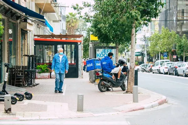 Tel Aviv Israel April 2020 Visa Oidentifierade Människor Som Vandrar — Stockfoto