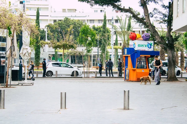 Tel Aviv Israel Abril 2020 Vista Control Policial Israelí Las —  Fotos de Stock