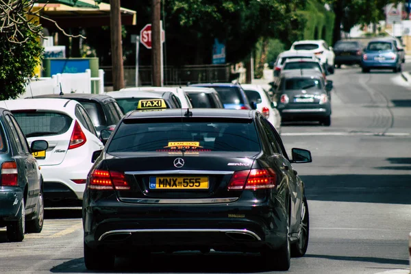 Limassol Chipre Abril 2020 Vista Taxi Chipriota Tradicional Rodando Por — Foto de Stock