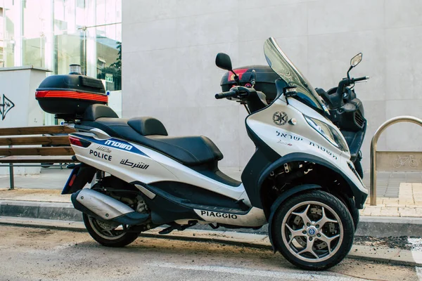 Tel Aviv Israel Abril 2020 Vista Uma Scooter Policial Israelense — Fotografia de Stock