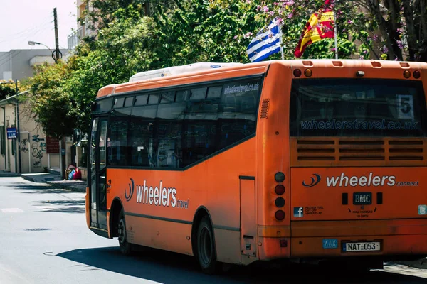 Limassol Cypern April 2020 Utsikt Över Traditionell Buss Rullande Gatorna — Stockfoto