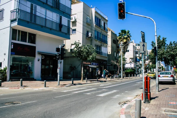Tel Aviv Israel Abril 2020 Vista Pessoas Não Identificadas Andando — Fotografia de Stock