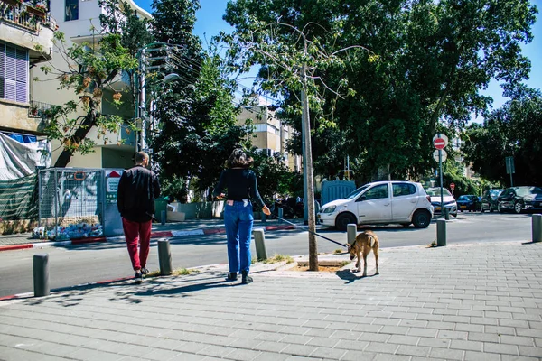 Tel Aviv Israel Abril 2020 Vista Personas Identificadas Caminando Por — Foto de Stock