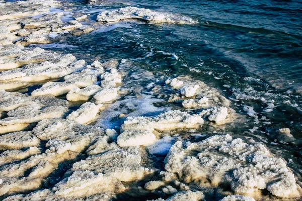 Mrtvé Moře Izrael Dubna 2018 Detailní Záběr Krystalové Soli Mrtvého — Stock fotografie