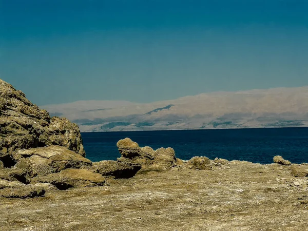 Mar Muerto Israel Abril 2018 Primer Plano Sal Cristalina Del —  Fotos de Stock